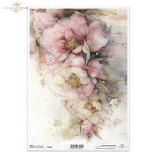  Rizspapír - rózsaszín virágok dekorációs kellék