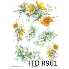  Rizspapír - sárga virágok dekorációs kellék