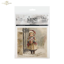  Rizspapír szett, 6 lap/csomag, gyerekek a hóban dekorációs kellék