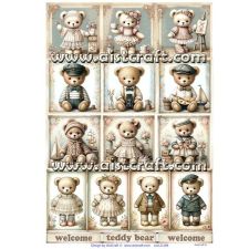  Rizspapír - Teddy Bears dekorációs kellék