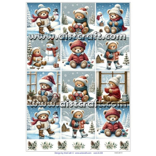  Rizspapír - Téli macik dekorációs kellék