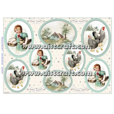  Rizspapír - Vintage húsvét dekorációs kellék