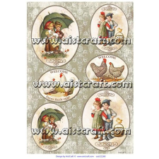  Rizspapír - Vintage húsvét dekorációs kellék