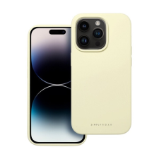 ROAR Apple iPhone 14 Pro prémium szilikon tok velúr béléssel, világossárga (5903396249785) tok és táska