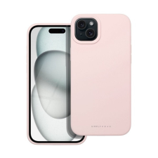 ROAR Apple iPhone 15 Plus prémium szilikon tok velúr béléssel, világos rózsaszín tok és táska