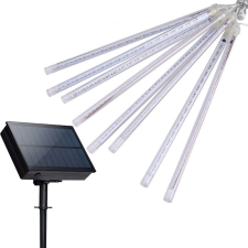 Robi ​Karácsonyi napelemes meteoreső LED fényfüzér / 50 cm-es, RGB fényű csövekkel, 288 ledes kültéri izzósor