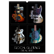  Rock Guitar Beauties (Wall Calendar 2024 DIN A3 portrait), CALVENDO 12 Month Wall Calendar naptár, kalendárium