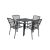 Rojaplast CALABRIA FÉM KERTI BÚTOR SZETT, 4 DB SZÉKKEL, FEKETE