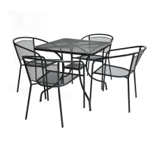 Rojaplast Kerti Asztalgarnitúra - 4 Szék - Fekete - 80cm kerti bútor