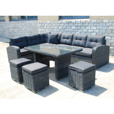 Rojaplast Montreal exkluzív polyrattan bútor garnitúra - antracit/szürke kerti bútor