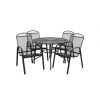Rojaplast TERAMO FÉM KERTI BÚTOR SZETT, 4 DB SZÉKKEL, FEKETE