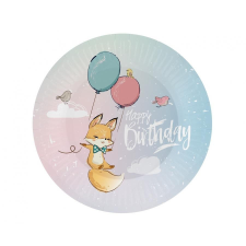 Róka Balloon Happy Birthday papírtányér 6 db-os 18 cm party kellék