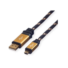 ROLINE USB-A apa - USB-mini B apa kábel 3m fekete-arany (11.02.8823-10) kábel és adapter