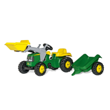 Rolly Toys Rolly Kid John Deere pedálos markolós traktor utánfutóval lábbal hajtható járgány
