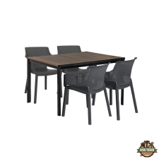  Romen 4+1 kerti bútor garnitúra szett dió-grafit kerti bútor