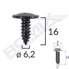 Romix Lemezcsavar 6,3x16 Fekete Romix autóalkatrész