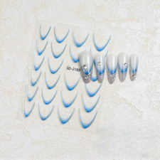 Roniki ombre francia metál mosolyvonal matrica - kék, öntapadó - 23db körömdíszítő