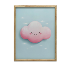 Różowa Chmurka, 50x70 cm, rama drewniana ciemny brąz, papier matowy 230 gsm grafika, keretezett kép