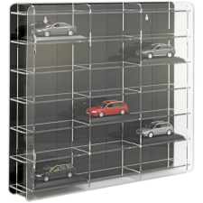 ROSA Modellautó vitrin, polc bemutató szekrény átlátszó akril 1:43 méretarányú modellekhez 50x7,5x46 cm fekete hátlappal bútor