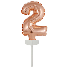 Rose Gold 2-es szám fólia lufi tortára 13 cm party kellék