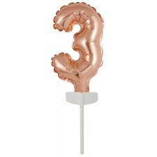 Rose Gold 3-as szám fólia lufi tortára 13 cm party kellék