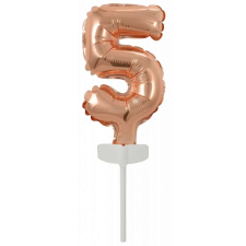  Rose Gold 5-ös szám fólia lufi tortára 13 cm party kellék