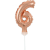  Rose Gold 6-os szám fólia lufi tortára 13 cm