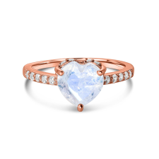  Rose Gold Moonstone szív ezüst gyűrű gyűrű