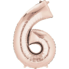 Rose Gold óriás szám fólia lufi 6-os, 86*55 cm party kellék