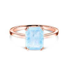  Rose Gold Rectangle Aquamarine Elegance ezüst gyűrű gyűrű