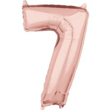  Rose Gold szám fólia lufi 7-es, 66x43 cm party kellék