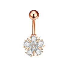  Rosegold Csillogó Cirkónia Kövekkel Díszített Rozsdamentes Acél Köldök Piercing egyéb ékszer