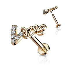  Rosegold Színű 316L Orvosi Acél Love Felirattal Díszített Egyenesszárú Labret Piercing egyéb ékszer