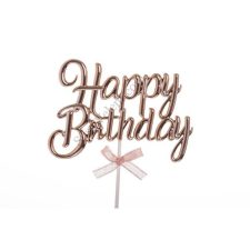 Rosegold színű műanyag Happy Birthday beszúró tortadísz sütés és főzés