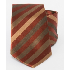 Rossini Prémium selyem nyakkendő - Tégla-barna csikos nyakkendő