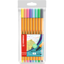  Rostirón, tűfilc készlet, 0,4mm, STABILO Point 88, 8 klf. pasztell szín filctoll, marker