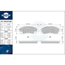 Rotinger fékbetétkészlet, tárcsafék ROTINGER RT 1PD27160 autóalkatrész