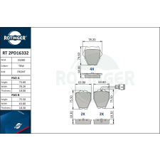 Rotinger fékbetétkészlet, tárcsafék ROTINGER RT 2PD16332 autóalkatrész