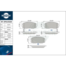 Rotinger fékbetétkészlet, tárcsafék ROTINGER RT 2PD19330 autóalkatrész