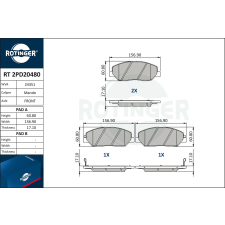 Rotinger fékbetétkészlet, tárcsafék ROTINGER RT 2PD20480 autóalkatrész