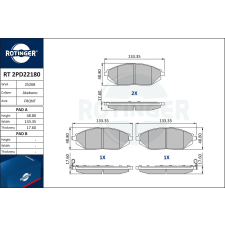 Rotinger fékbetétkészlet, tárcsafék ROTINGER RT 2PD22180 autóalkatrész
