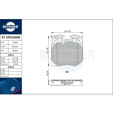 Rotinger fékbetétkészlet, tárcsafék ROTINGER RT 2PD33040 autóalkatrész
