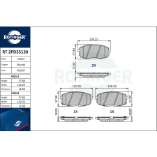 Rotinger fékbetétkészlet, tárcsafék ROTINGER RT 2PD35130 autóalkatrész
