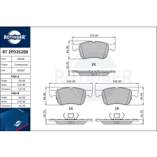 Rotinger fékbetétkészlet, tárcsafék ROTINGER RT 2PD35200 autóalkatrész