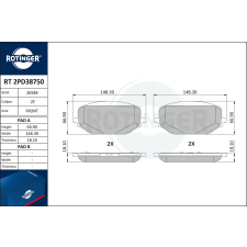 Rotinger fékbetétkészlet, tárcsafék ROTINGER RT 2PD38750 autóalkatrész