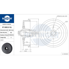 Rotinger fékdob ROTINGER RT 6002+P-GL autóalkatrész