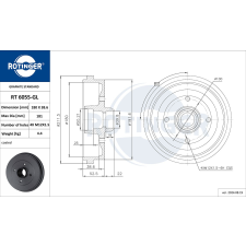 Rotinger fékdob ROTINGER RT 6055-GL autóalkatrész