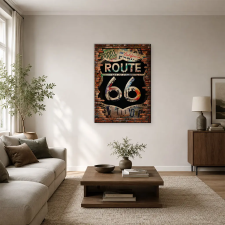  Route 66 tábla amerikai rendszámtáblákkal vászonkép dekoráció