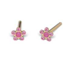  Rövid szárú Margaréta Pink&amp;amp;Fukszia kővel arany színű fülbevaló