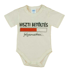  Rövid ujjú baba body &quot;Hiszti betöltés folyamatban&quot; felirattal kombidressz, body